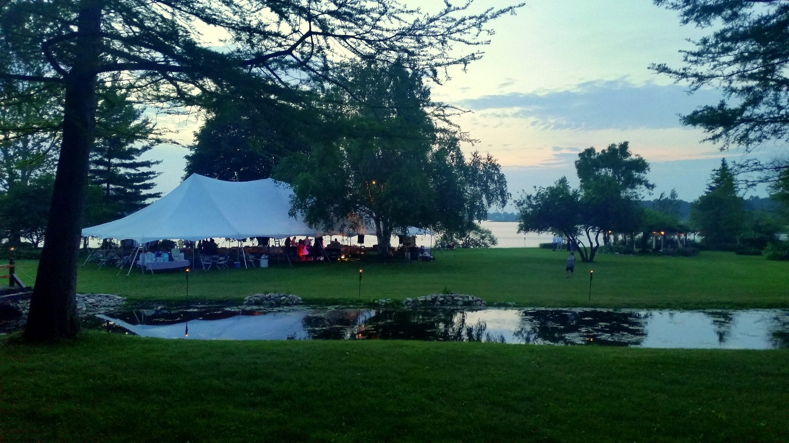 Distant view of early evening Reception tent